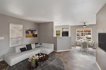 Model living room and dining room